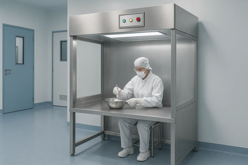 Powder dispensing booth